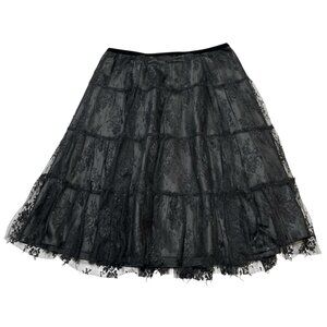 Vintage Aqua Y2K Skirt M Black Lace Overlay Pull On Witchy Fairy Whimsigoth